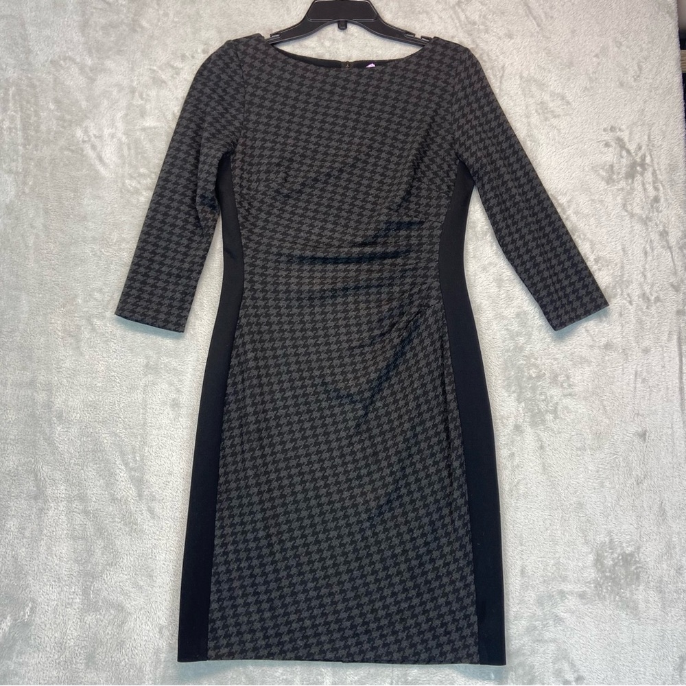 Lauren Ralph Lauren Black & Gray Houndstooth Patterned Dress, Size 6